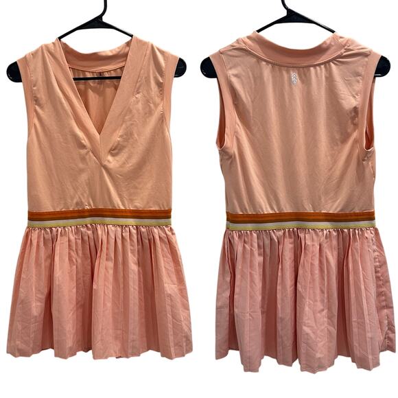 FP Movement You Got Served Peach Pink Pleated Mini Tennis Dress Retro Sport - Picture 1 of 10